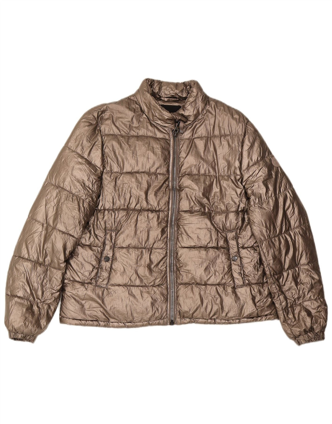 Giacca imbottita da donna Massimo Dutti UK 14 poliestere oro medio