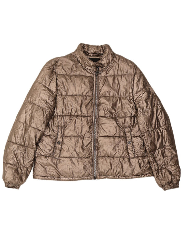 Giacca imbottita da donna Massimo Dutti UK 14 poliestere oro medio