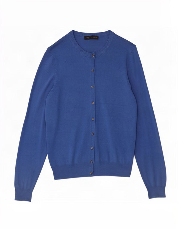 Maglione cardigan da donna Marks & Spencer UK 16 grande viscosa blu