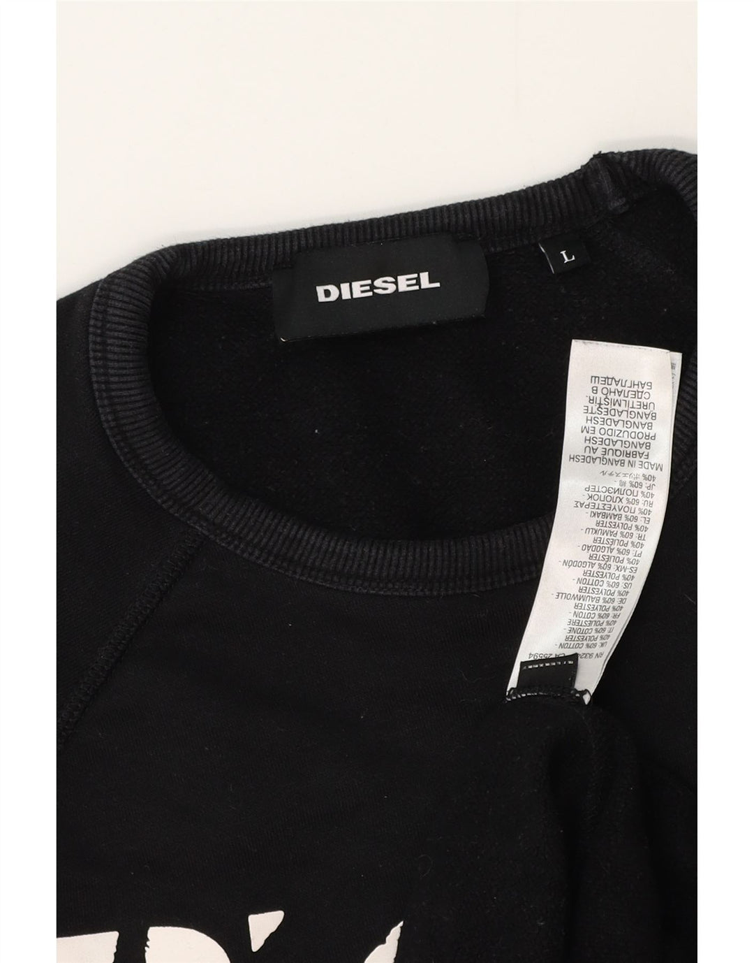 Diesel Felpa grafica da uomo Maglione grande cotone nero
