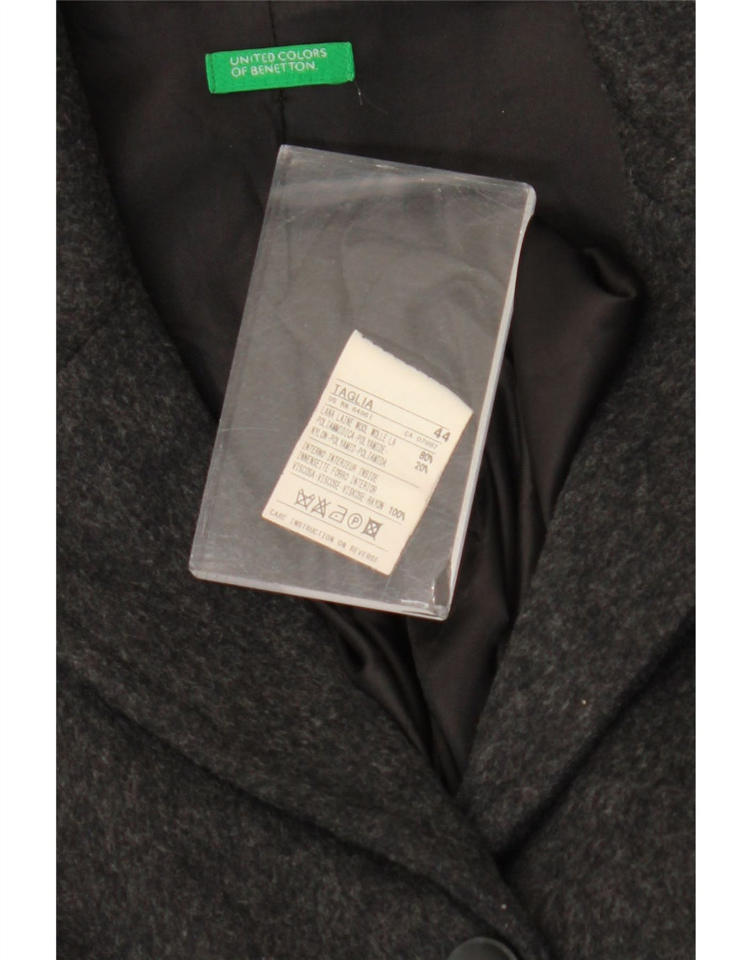 Cappotto Donna Benetton IT 44 Grigio Medio Lana