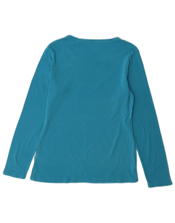 Marks & Spencer Top da donna a maniche lunghe UK 14 Large Blu Cotone