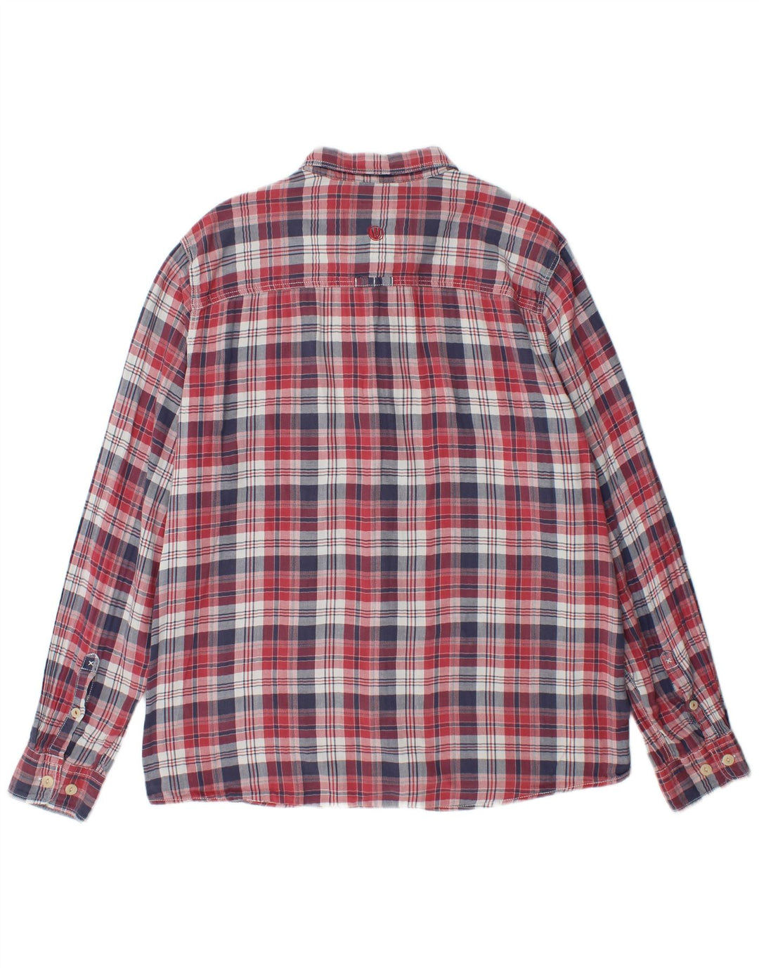 FAT FACE Camicia da uomo in flanella XL in cotone a quadri rossi