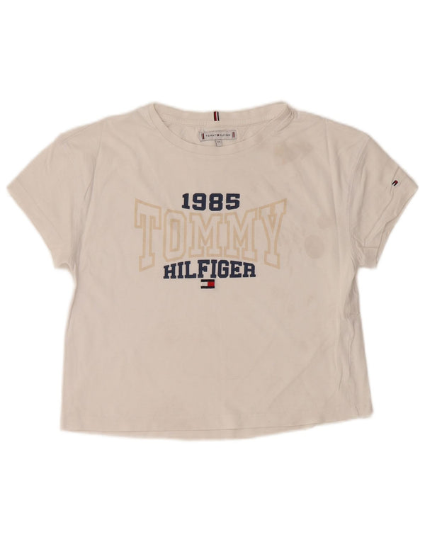 TOMMY HILFIGER Girls Crop Graphic T-Shirt Top 13-14 Years White