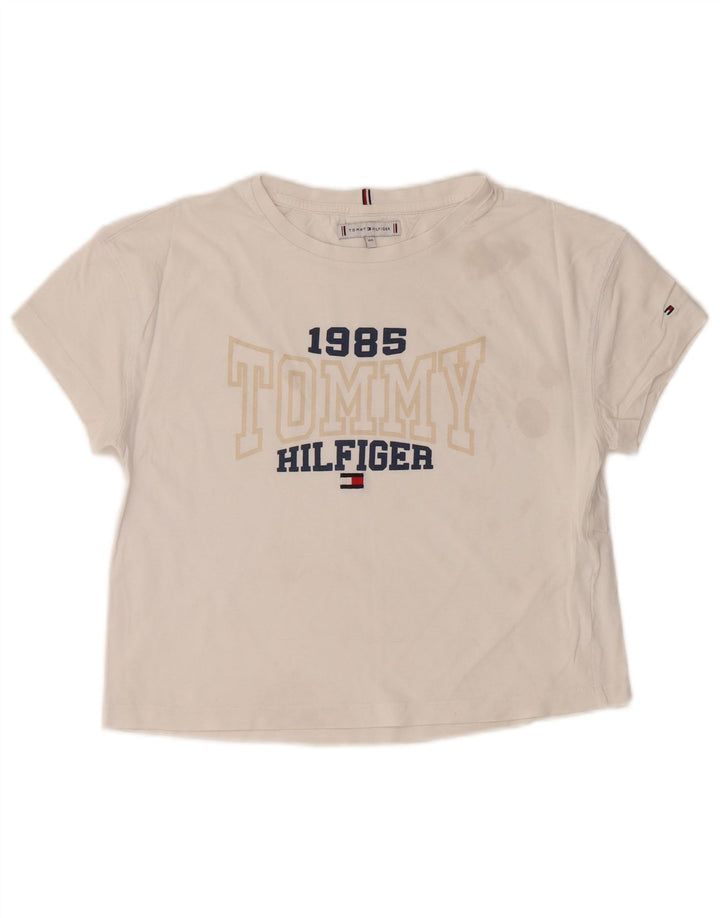 TOMMY HILFIGER T-shirt corta con grafica per ragazze 13-14 anni Bianca