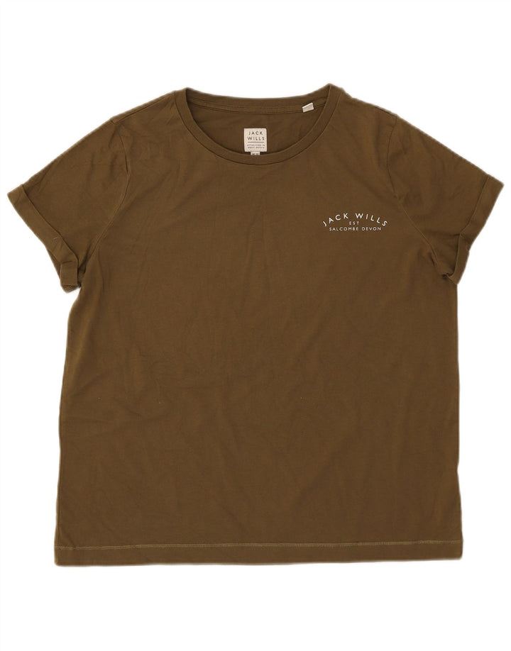 T-shirt da donna Jack Wills Top UK 12 cotone kaki medio