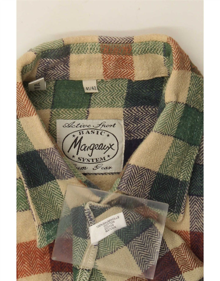 Camicia vintage da uomo in flanella taglia 41/42 grande cotone a quadri multicolore