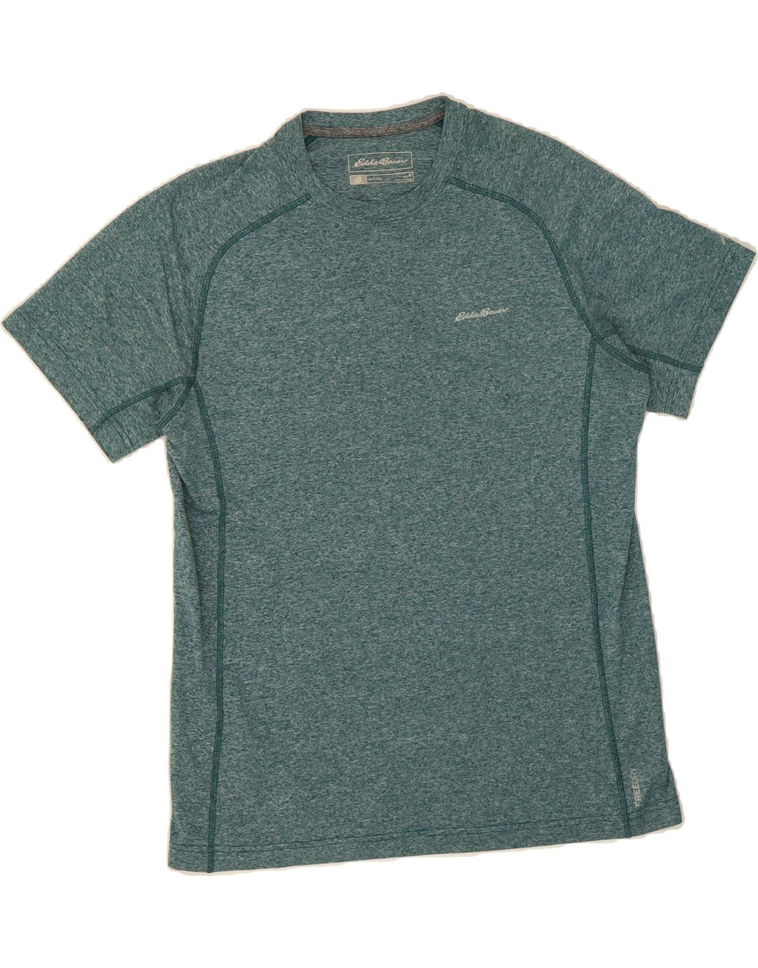 EDDIE BAUER Mens T-Shirt Top Medium Green Flecked Polyester Vintage Eddie Bauer and Second-Hand Eddie Bauer from Messina Hembry 