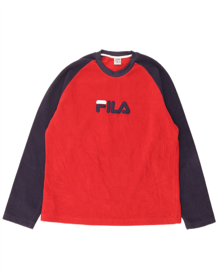 Maglione in pile grafico da uomo Fila XL Poliestere color block rosso