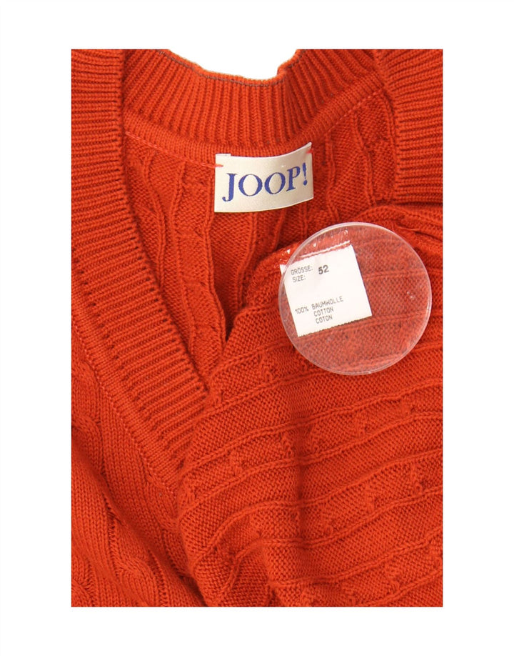 JOOP Mens Oversized V-Neck Jumper Sweater IT 52 Large Orange Cotton Vintage Joop and Second-Hand Joop from Messina Hembry 