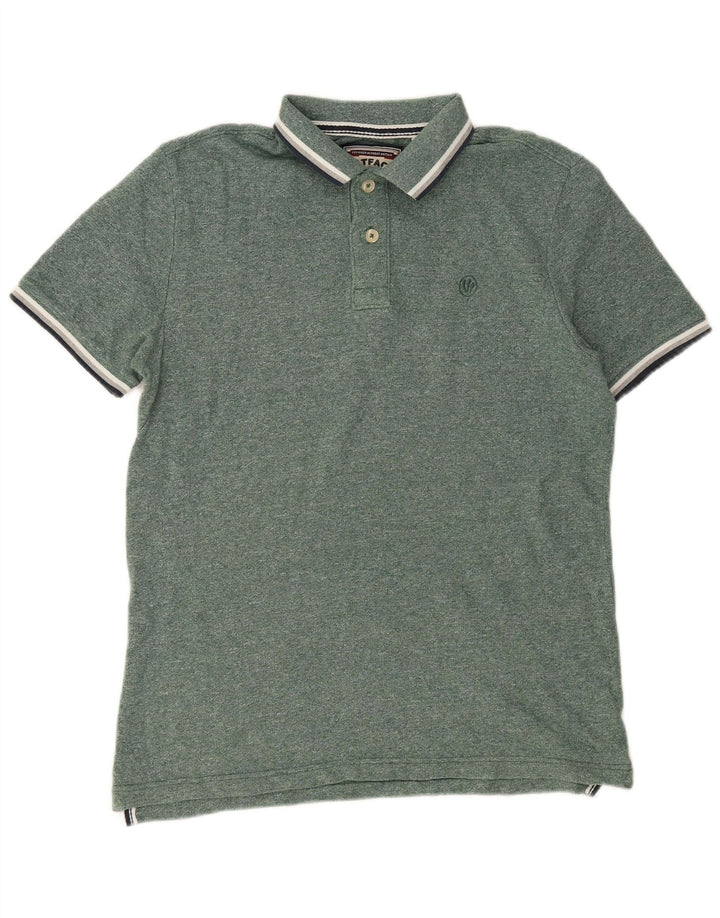 Polo da uomo FAT FACE in cotone a righe verde medio