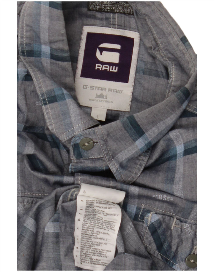 Camicia da uomo G-STAR in cotone a quadri grigi grandi