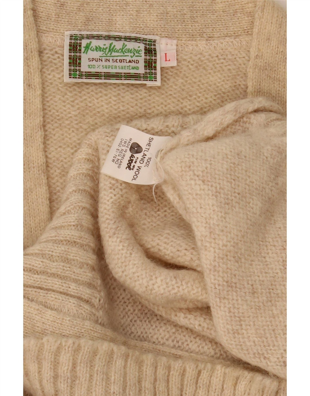 Maglione cardigan da uomo vintage in lana beige grande