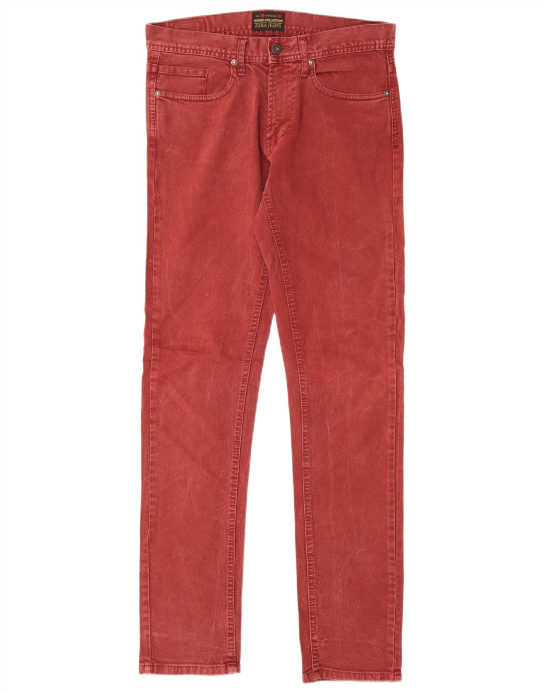 Jeans slim da uomo Zara EU 38 Small W30 L30 Cotone rosso