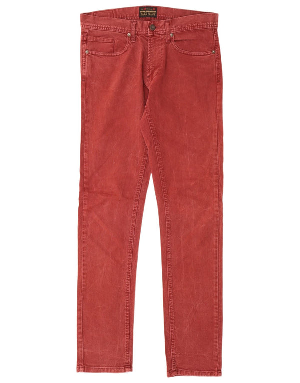 Jeans slim da uomo Zara EU 38 Small W30 L30 Cotone rosso