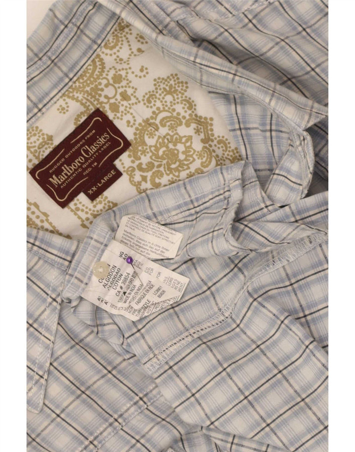 Camicia da uomo Marlboro Classics 2XL in cotone a quadri blu