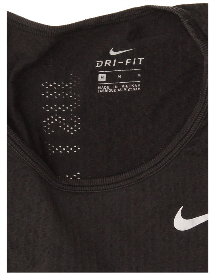 Nike Dri Fit Top da donna a maniche lunghe UK 12 medio nero poliestere