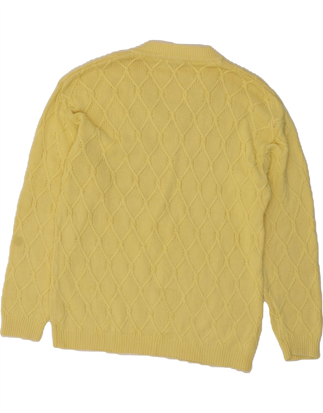 MAZZONETTO Mens V-Neck Jumper Sweater Medium Yellow Vintage Mazzonetto and Second-Hand Mazzonetto from Messina Hembry 