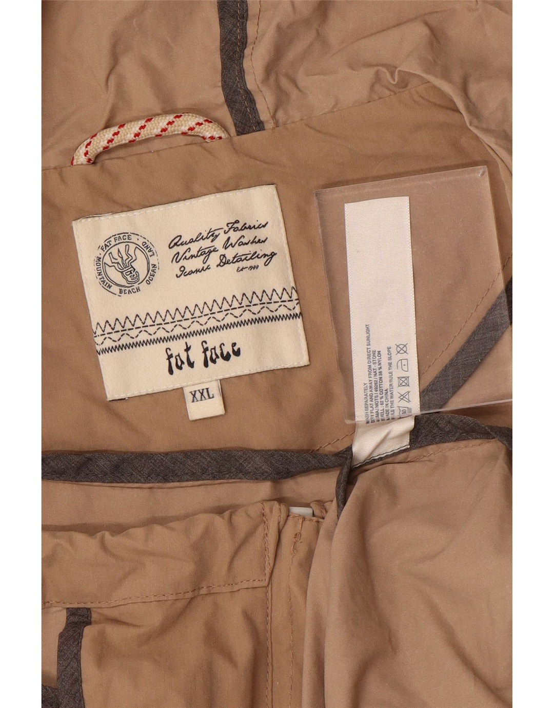 Giacca a vento con cappuccio da uomo FAT FACE UK 44 2XL Cotone beige