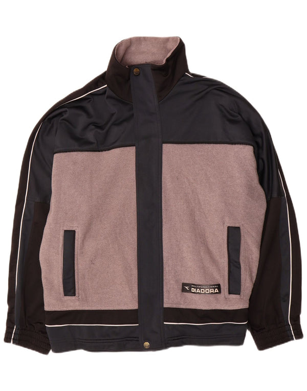 Giacca da tuta da uomo Diadora UK 38 Poliestere color block grigio medio