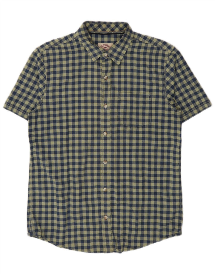 Camicia a maniche corte da uomo Fat Face piccola in cotone a quadretti verde