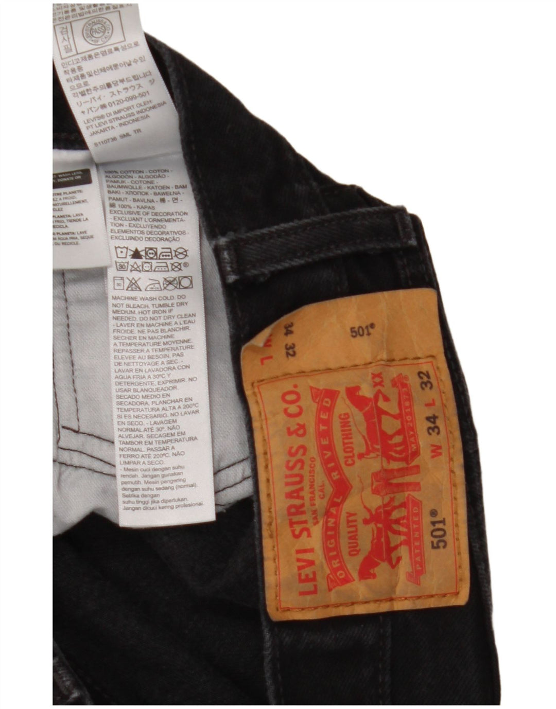 Levi's Uomo 501 Jeans dritti W34 L32 Cotone Nero