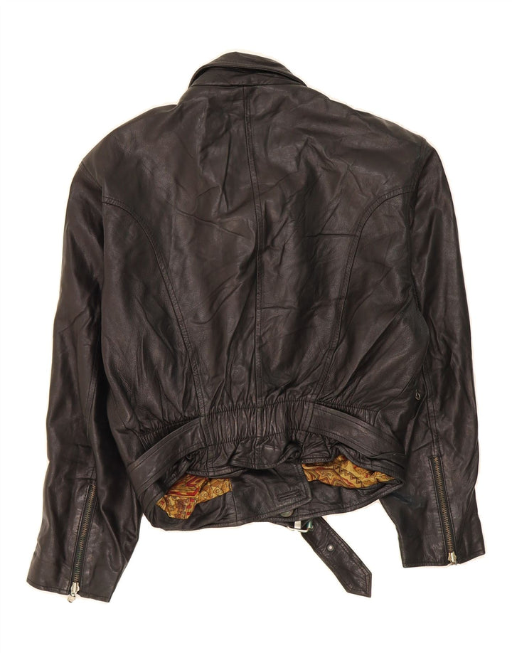 VINTAGE Womens Leather Jacket EU 38 Medium Black Leather Vintage Vintage and Second-Hand Vintage from Messina Hembry 