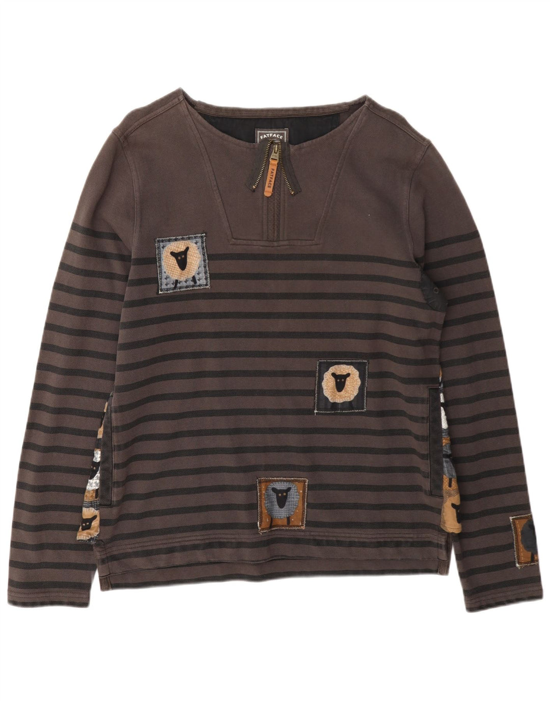 Felpa da uomo Fat Face Maglione piccolo grigio a righe