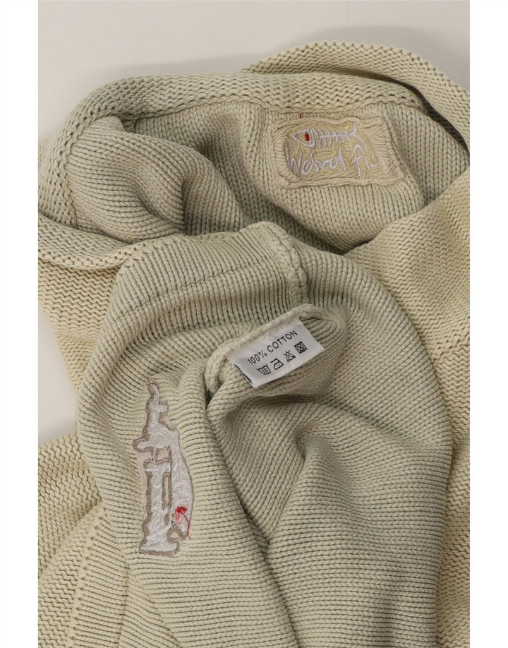 Maglione da uomo con collo con zip Weird Fish in cotone a righe beige medio