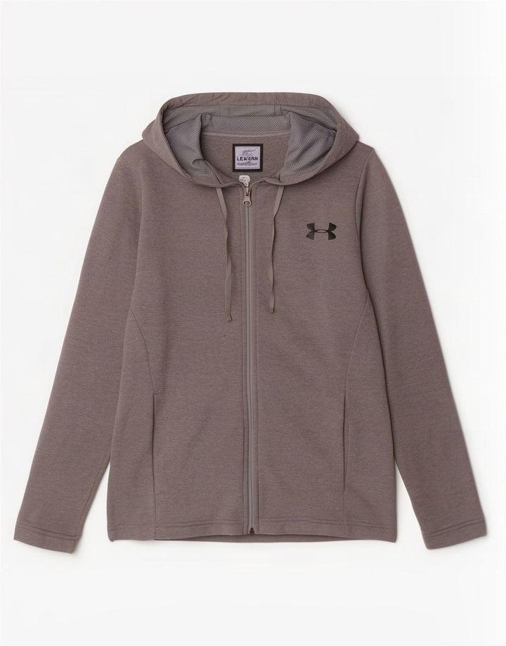 Felpa con cappuccio e zip Under Armour da uomo Cold Gear piccola in poliestere grigio