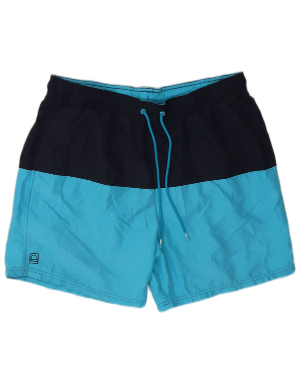 Marks & Spencer Mens Swimming Shorts Large Blue Colourblock Polyester