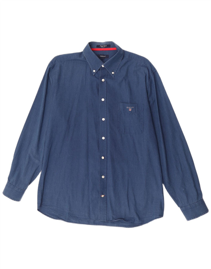 GANT Camicia Regular Fit da Uomo Large in Cotone Blu