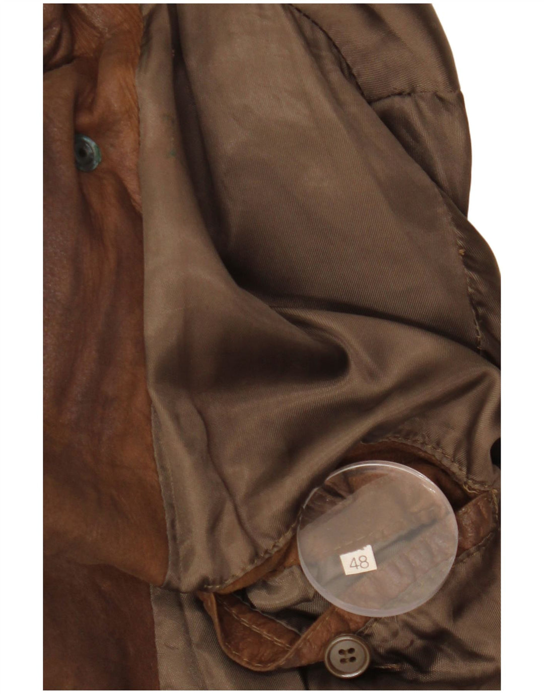 Giacca in pelle vintage da uomo vestibilità ampia IT 48 in pelle marrone medio