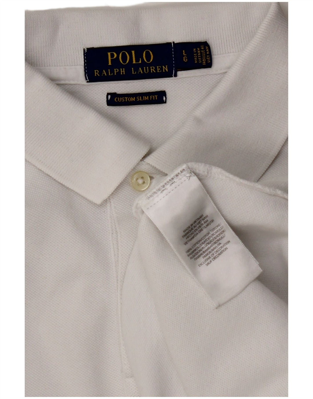 POLO RALPH LAUREN Polo da uomo slim fit personalizzata grande in cotone bianco