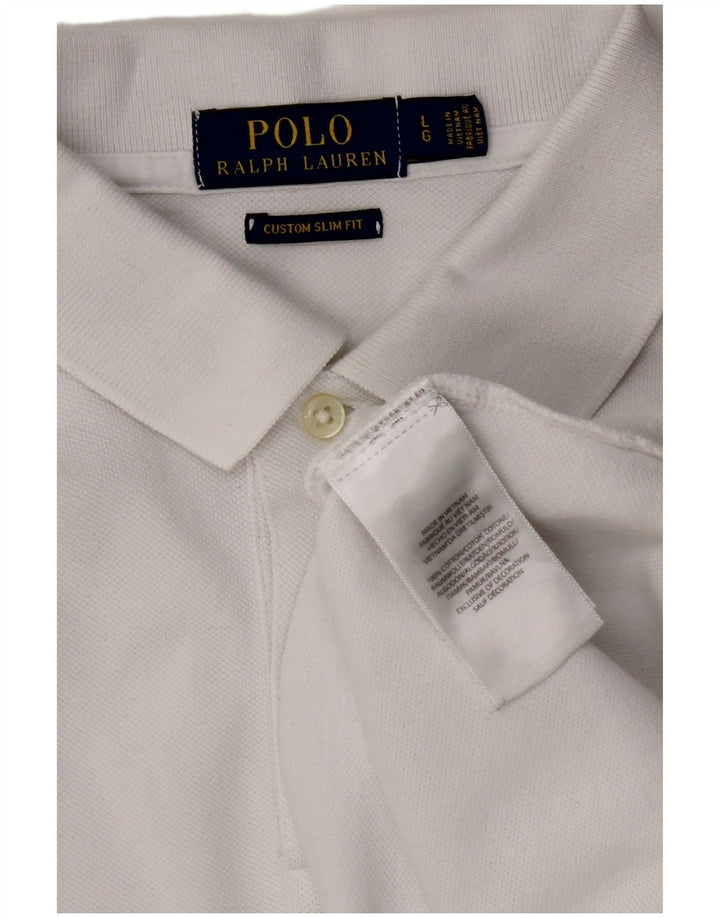 POLO RALPH LAUREN Polo da uomo slim fit personalizzata grande in cotone bianco