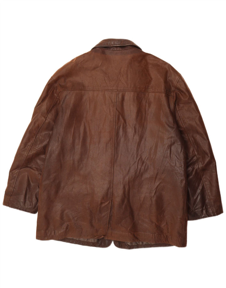 Giacca in Pelle Uomo VINTAGE IT 52 XL Pelle Marrone