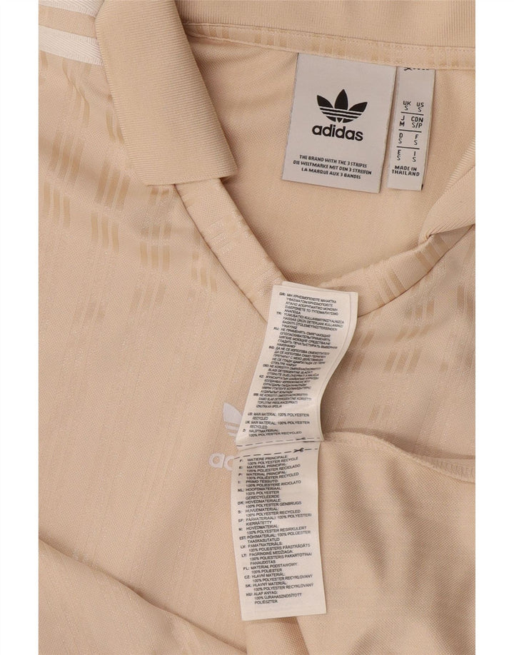 Polo Adidas da uomo piccola in poliestere a righe beige