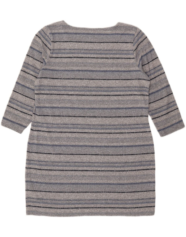 Abito maglione da donna con maniche a 3/4 Marks & Spencer UK 18 XL a righe grigie