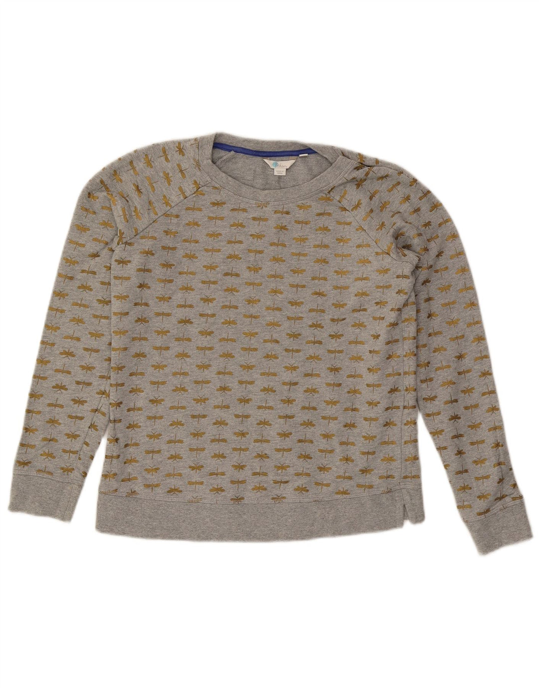 Boden Donna Crop Abstract Pattern Felpa Oversize Maglione UK 6 XS Grigio