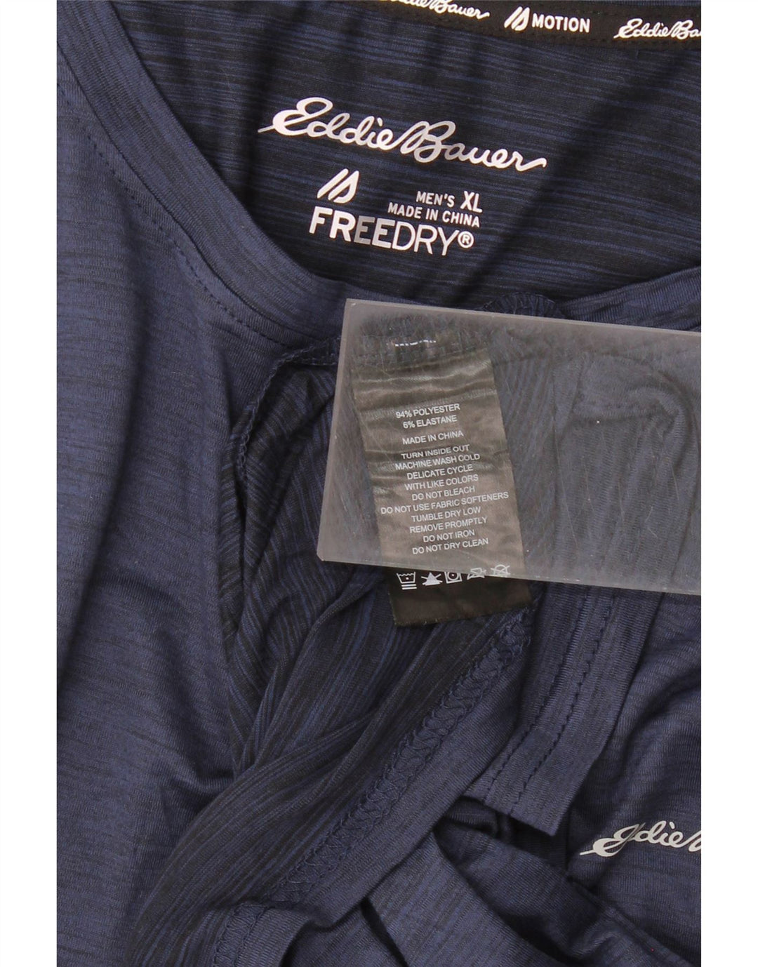 EDDIE BAUER Mens T-Shirt Top XL Navy Blue Flecked Polyester Vintage Eddie Bauer and Second-Hand Eddie Bauer from Messina Hembry 