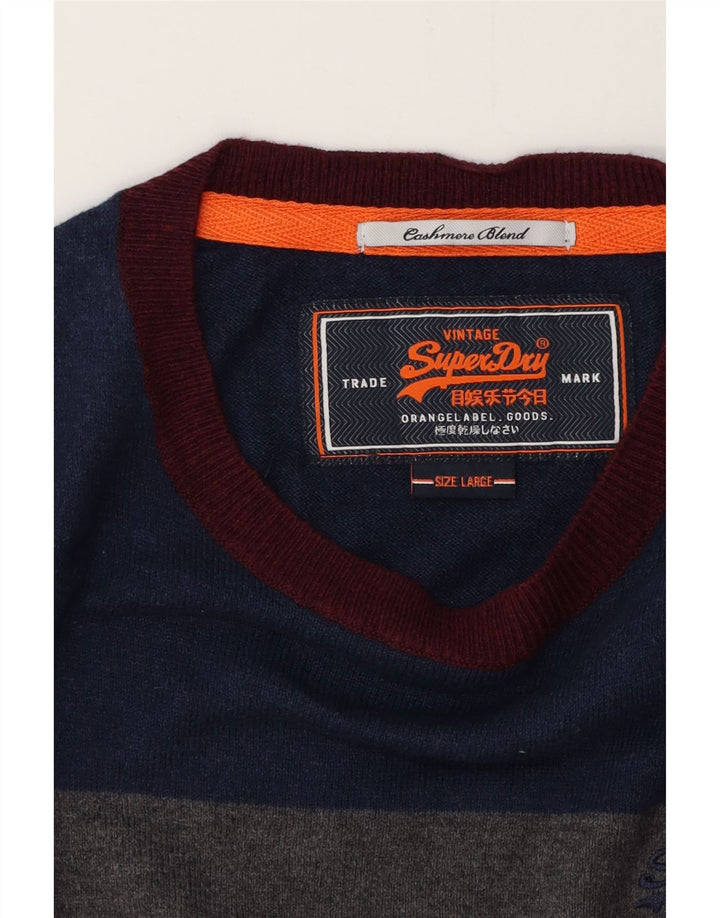Maglione da uomo girocollo SUPERDRY a righe grandi multicolori