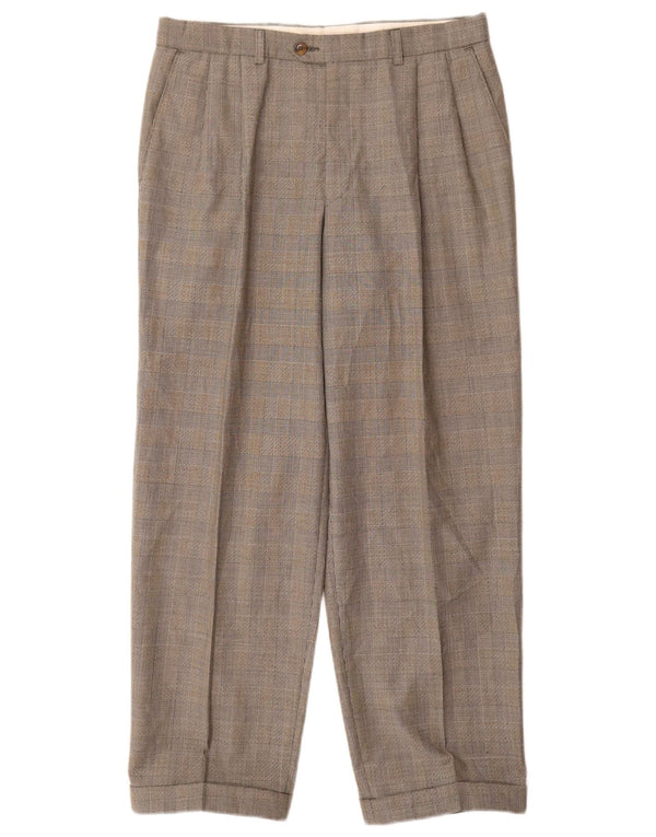 Pantaloni da abito con pegging Marks & Spencer da uomo St. Michael W32 L29 a quadri grigi