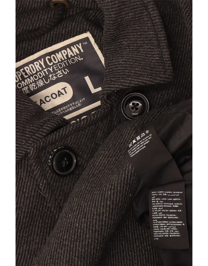Cappotto da marinaio da uomo Superdry UK 40 grande lana grigia