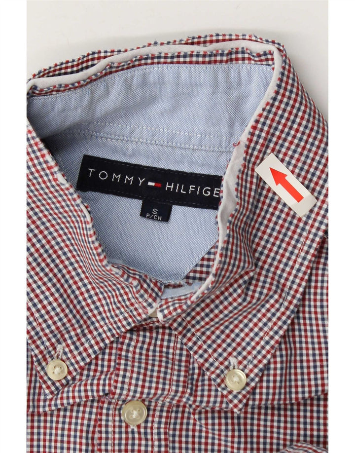 Camicia da uomo Tommy Hilfiger piccola in cotone a quadretti rossi