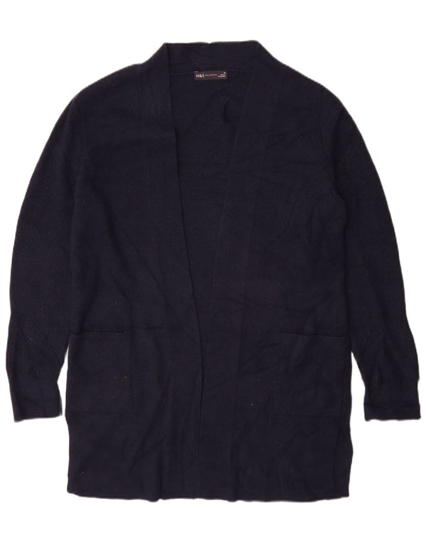 Maglione cardigan aperto lungo da donna Marks & Spencer UK 16 grande blu navy