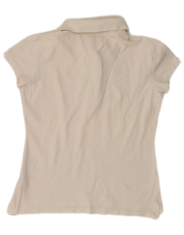 Polo da donna slim fit Tommy Hilfiger UK 12 cotone bianco medio