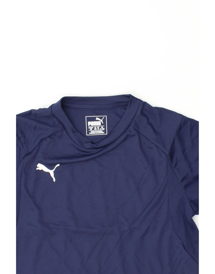 PUMA Boys T-Shirt Top 11-12 Years Navy Blue Polyester Vintage Puma and Second-Hand Puma from Messina Hembry 