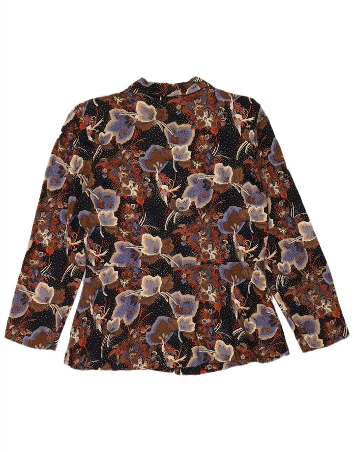 Camicetta camicia vintage da donna UK 14 floreale multicolore medio