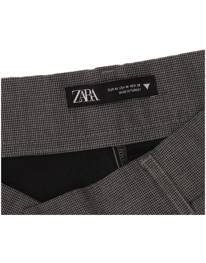 Pantaloni caldi a vita alta da donna Zara medi W28 pied de poule grigi