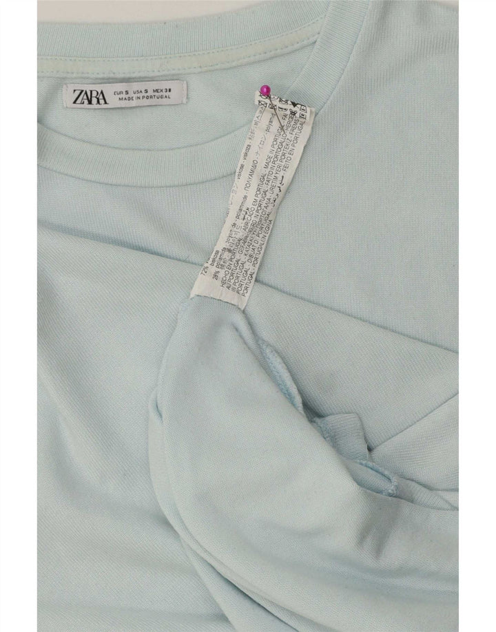 T-shirt Zara da donna Top UK 10 Small blu in viscosa